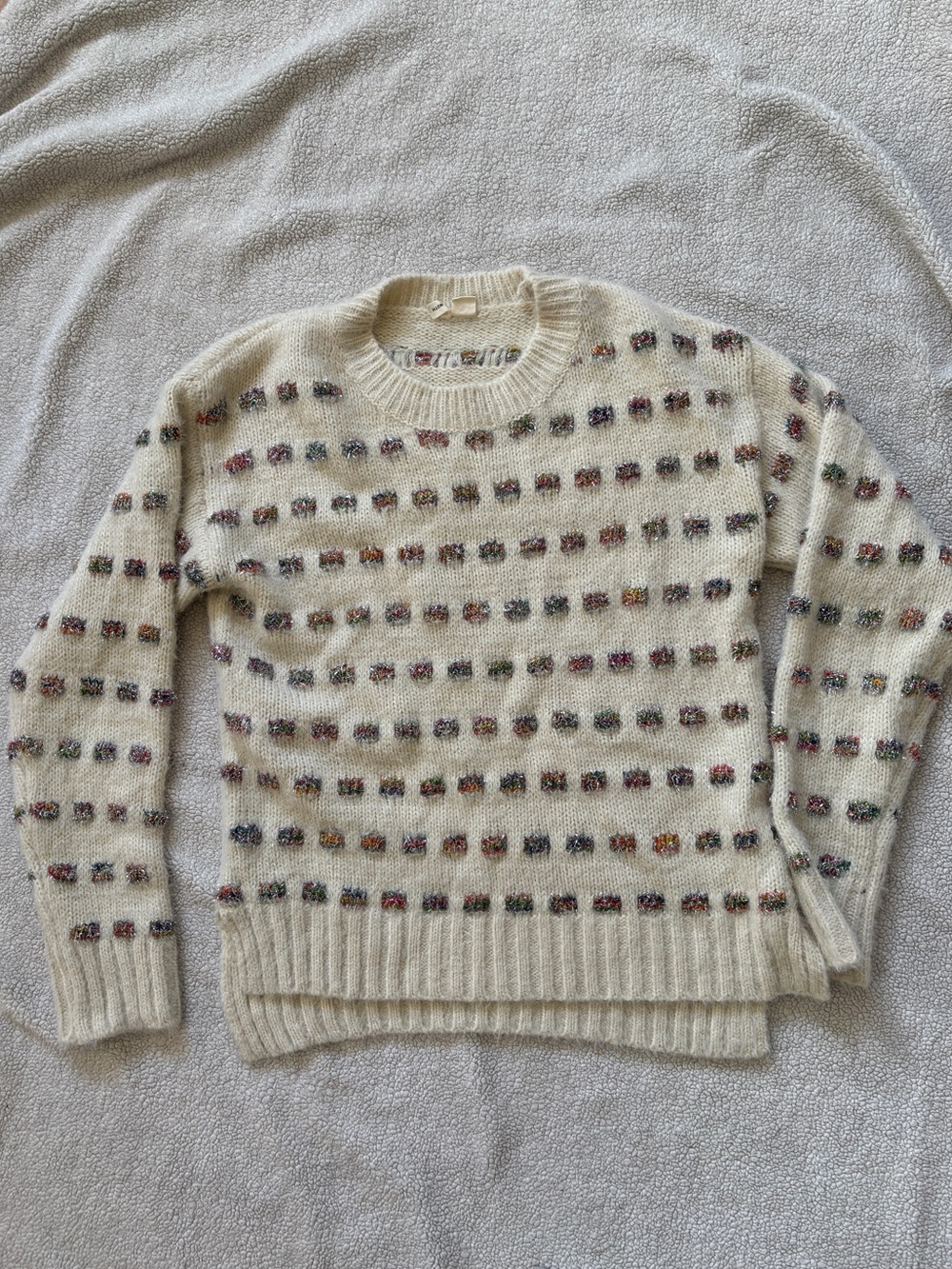 Moth Cream Crewneck Sweater with Multicolor Dots